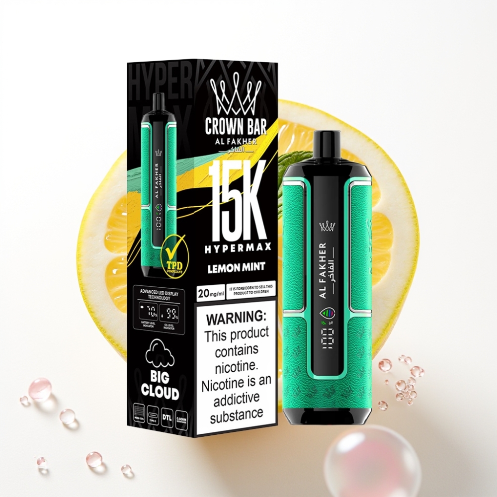 Al Fakher Crown Bar 15K Hypermax Disposable Vape Kit Limeta in Meta – 22ml, 600mAh, 15000 pufov