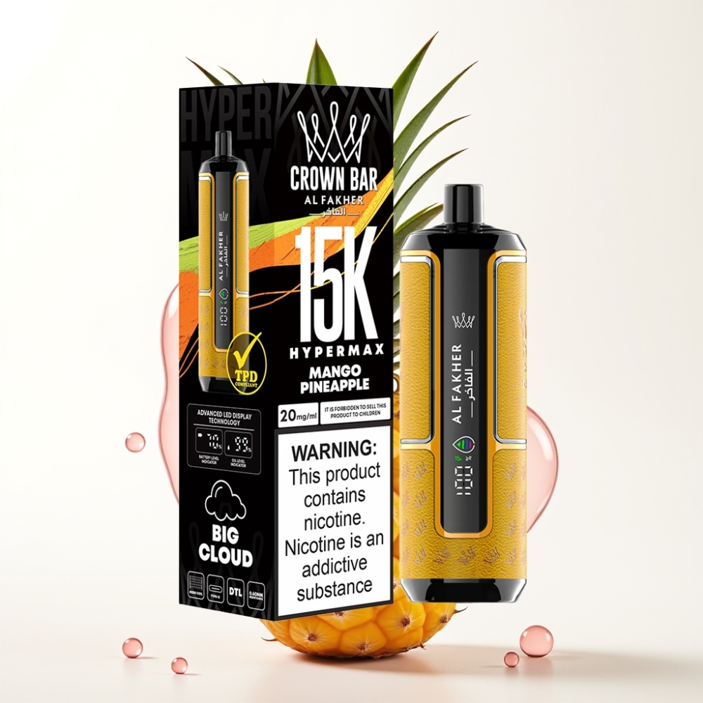 Al Fakher Crown Bar 15K Hypermax Disposable Vape Kit Mangova Ananas – 22ml, 600mAh, 15.000 vlekov