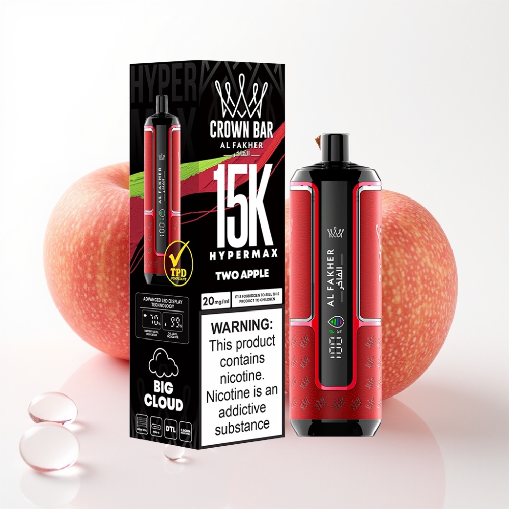 Al Fakher Crown Bar 15K Hypermax Dve Jabolki – 22ml, 15.000 vlekov, 600mAh
