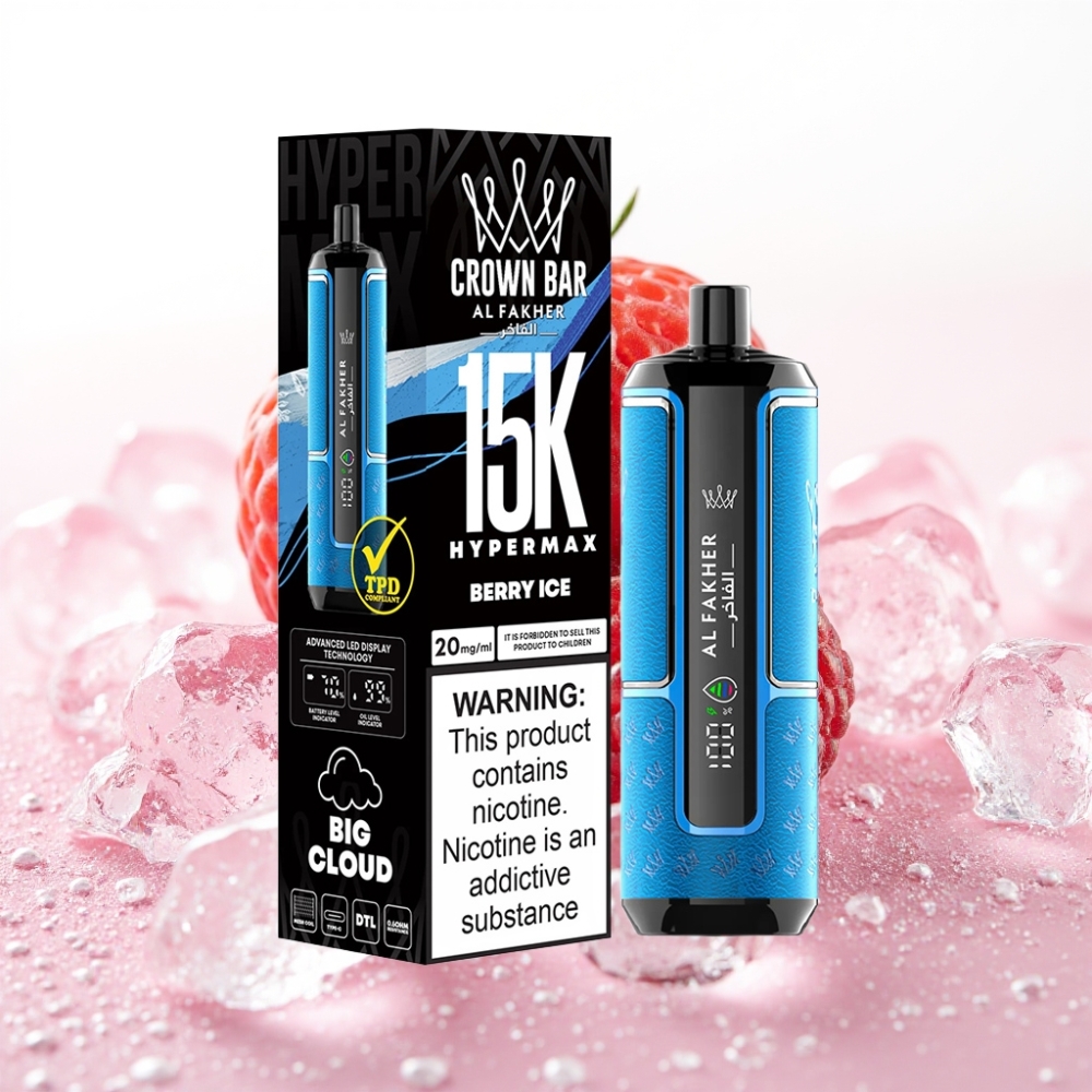 Al Fakher Crown Bar 15K Hypermax Enkratna E-Cigareta 22ml, 600mAh, Jagoda Led