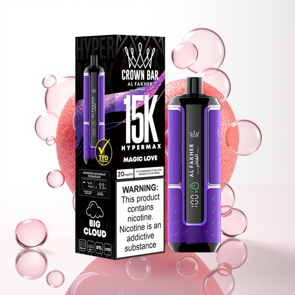 Al Fakher Crown Bar 15K Hypermax Enkratna Vape Kit Magic Love – 22ml, 600mAh, 15.000 vdihov