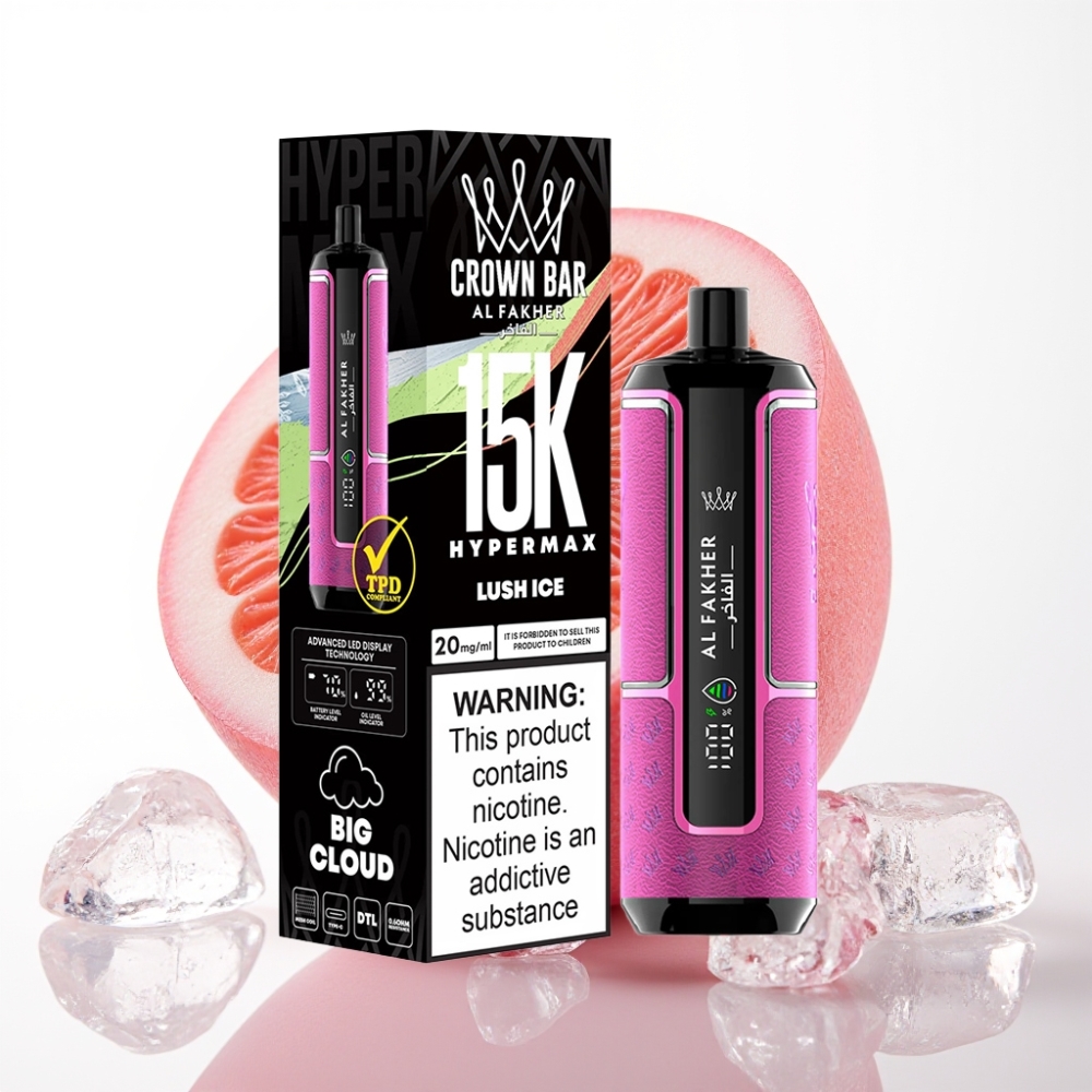 Al Fakher Crown Bar 15K Hypermax Enkratna Vape Naprava – Leden Luch, 22ml, 15.000 vlekov, 600mAh
