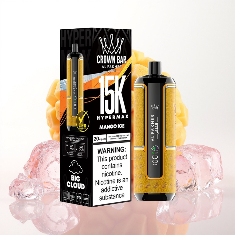 Al Fakher Crown Bar 15K Hypermax Enkratna Vape Naprava Mango Led 22ml, 15000 povlekov, 6mg/ml