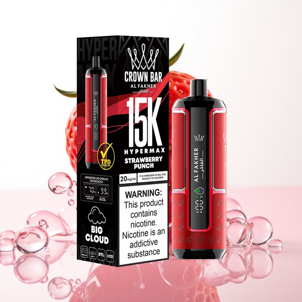 Al Fakher Crown Bar 15K Hypermax Enkratna Vape Pen – Jagodni Punch, 22ml, 15.000 vdihov