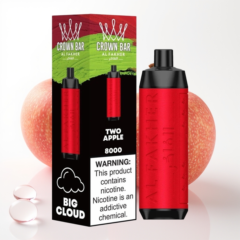Al Fakher Crown Bar 8000 Crystal Disposable Vape Dve Jablani – 18ml, 8000 Puffov, 5mg Nikotina