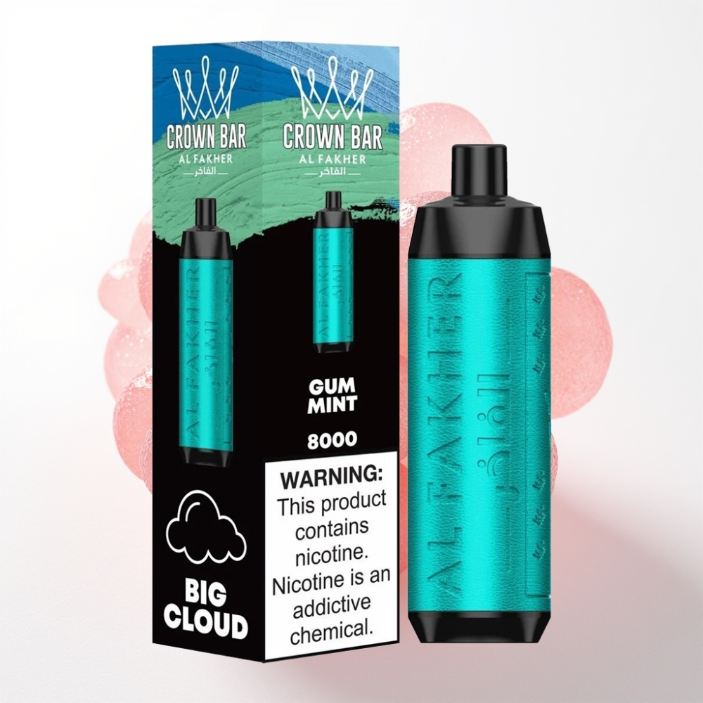 Al Fakher Crown Bar 8000 Crystal Disposable Vape Mehko-Mint 18ml, 5mg, 8000 potegov