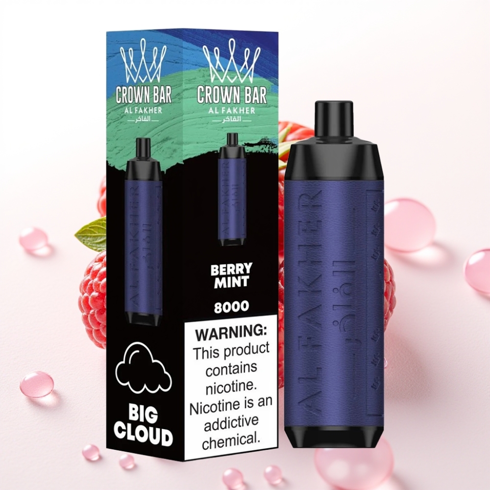 Al Fakher Crown Bar 8000 Crystal Enkratna Vape Jagoda Meta – 18ml, 5mg, 8000 Pufov
