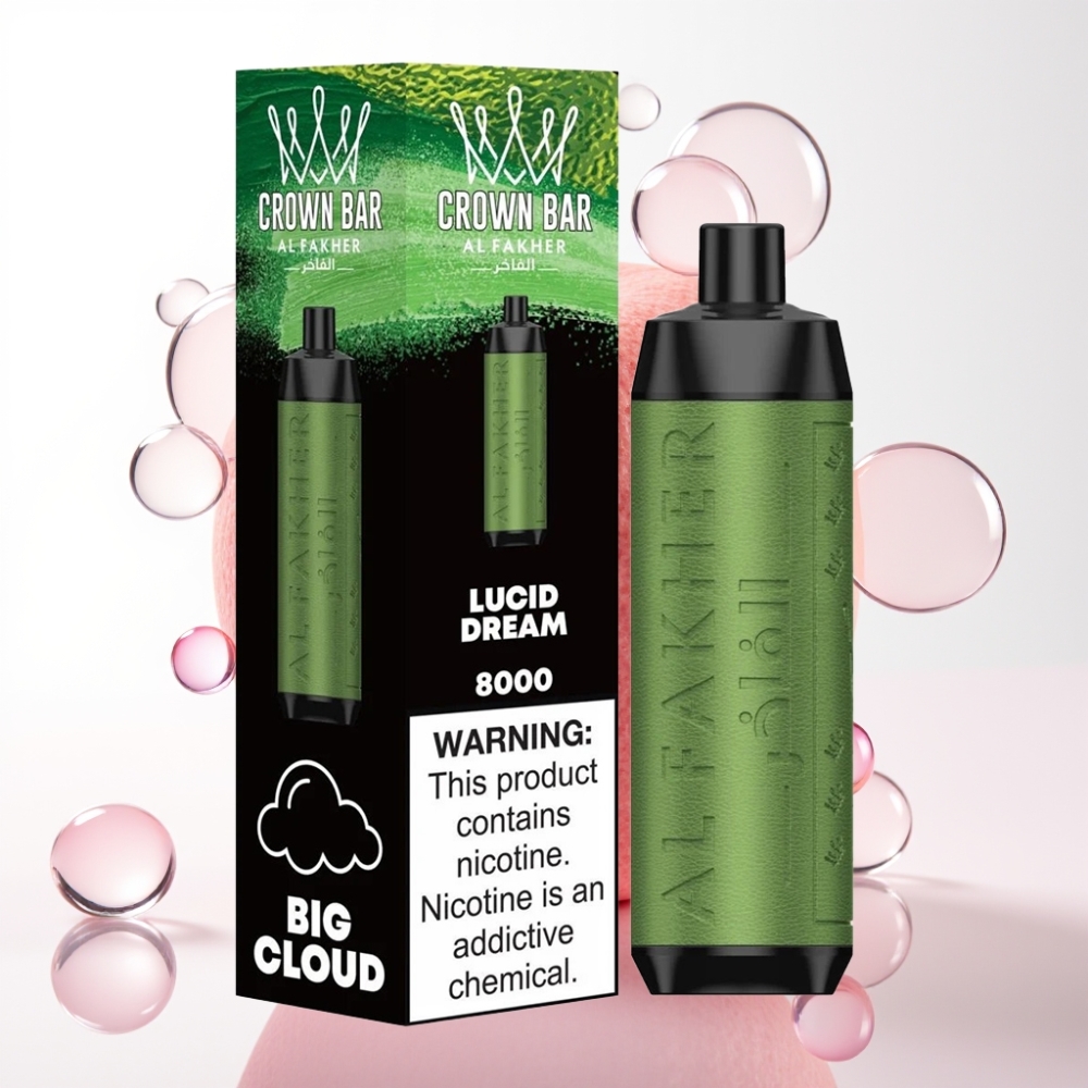 Al Fakher Crown Bar 8000 Crystal Enkratna Vape Lucid Sanje – 18ml, 8000 potegov, USB-C