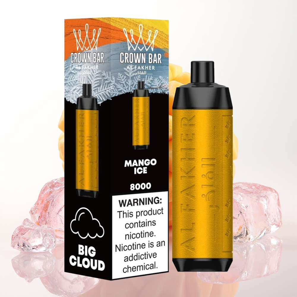Al Fakher Crown Bar 8000 Crystal Enkratna Vape Mangov Led – 18ml, 5mg, 8000 potegov