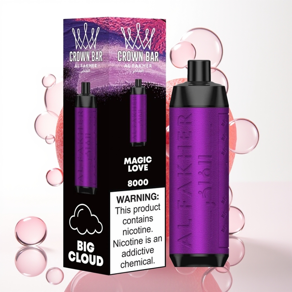 Al Fakher Crown Bar 8000 Crystal Enkratna Vape – Čarobna Ljubezen, 18ml, 8000 potegov, 5mg nikotina