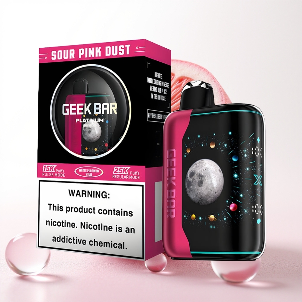 GEEK BAR Platinum Edition 25000 E-cigareta Kislo Roženi Prah, 20mL, 2% Nikotina, USB-C