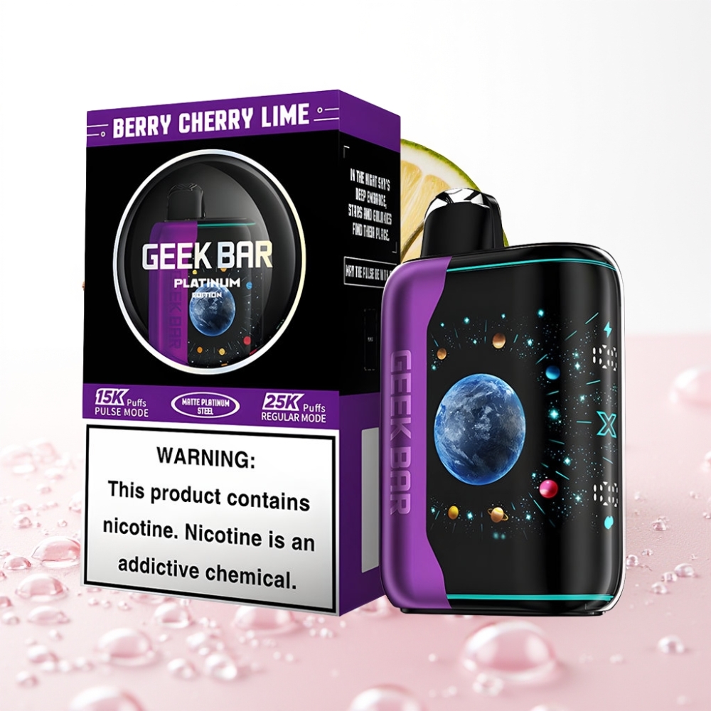 GEEK BAR Platinum Edition 25000 Zamenljiv Vape Jagoda Češnja Limeta – 20mL, 2% Nikotina, USB-C