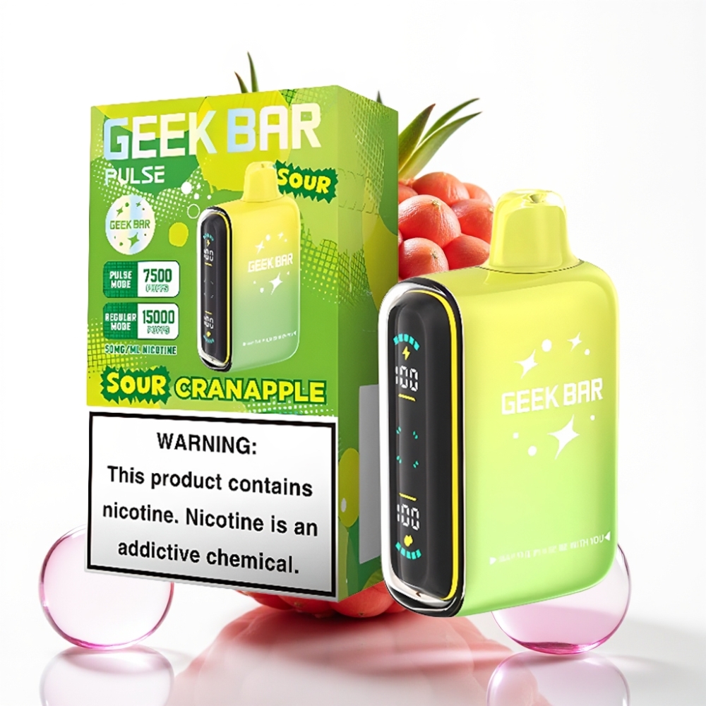 Geek Bar Pulse 15000 Puffs Kisla Izdaja – 16ML, 5%, Nastavljiv Pretok Zraka, USB Type-C