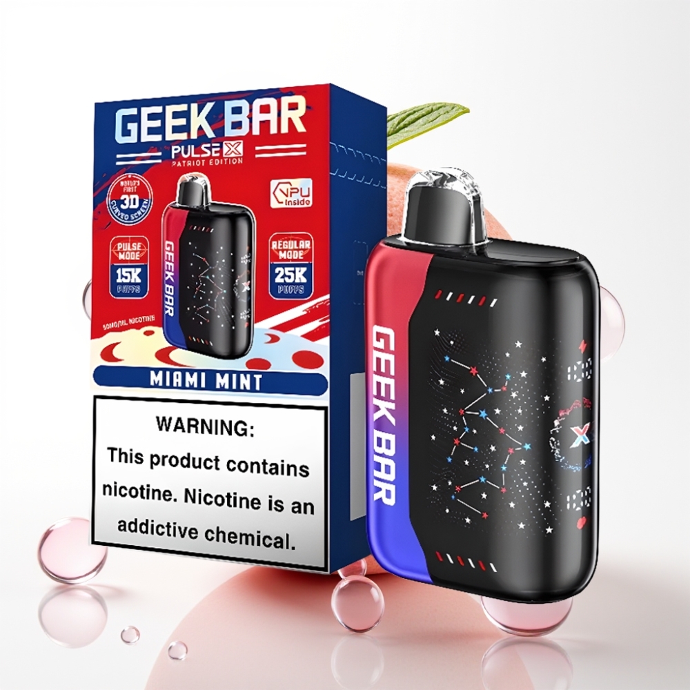 GEEK BAR Pulse X 25000 Puffs - 25000 Potegov, 18mL E-tekočina, 3D Zaslon, USB-C, Patriot Edicija