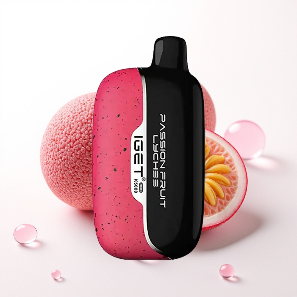 IGET Moon K5000 Puffs Disposable Vape Pasijonka Liči – 5000 Puffov, 1.35 Ohm, 49.5x25.3x99.4 mm