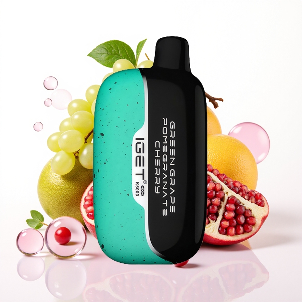 IGET Moon K5000 Puffs Enkratna E-cigareta Zeleni Grozdje Granatno Jablanje Češnja, 5000 Puffov, 1.35 Ohm