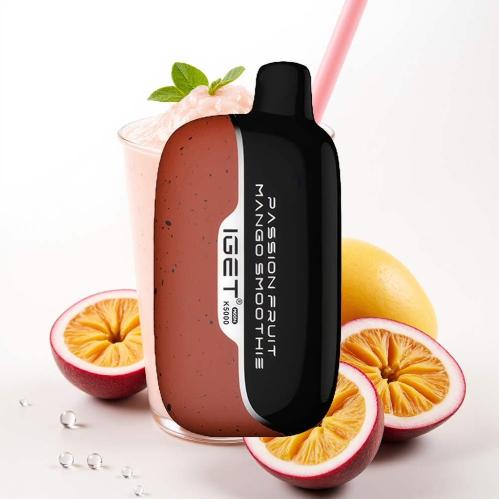 IGET Moon K5000 Puffs Enkratna E-cigareta z Okusom Pasijonke in Mango Smoothie, 5000 Puffov, 1.35 Ohm