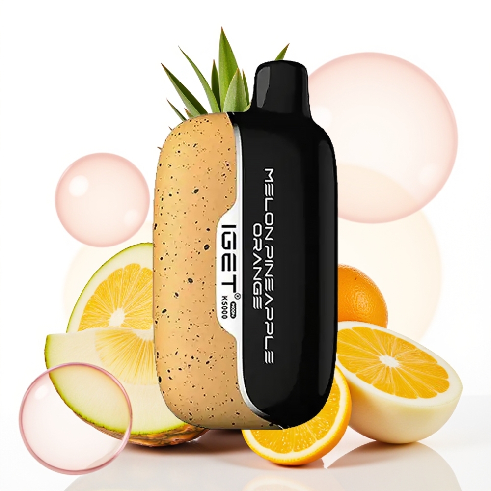 IGET Moon K5000 Puffs Enkratna e-cigareta Melon Ananas Pomaranča, 5000 Puffov, 1.35 Ohm Mesh Coil