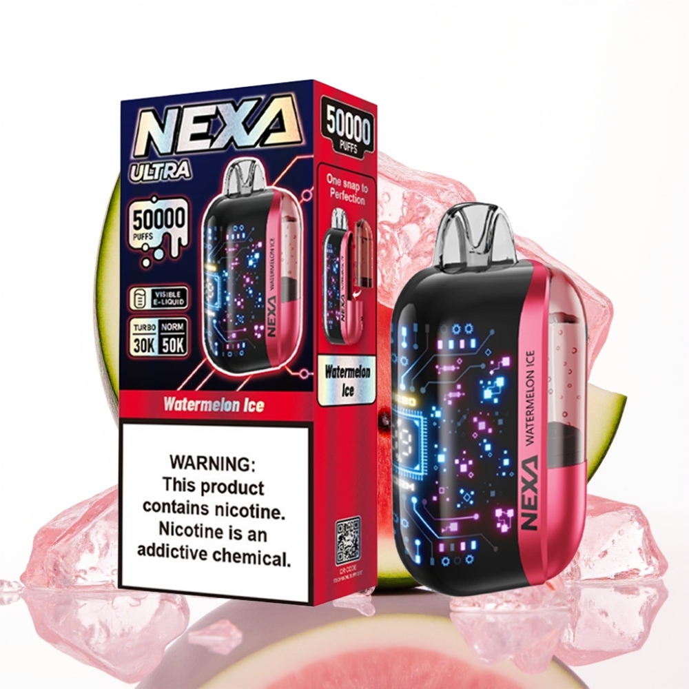 NEXA Ultra 50K Disposable Vape Lubenadov Led 20ml, 800mAh, 5% Nikotina, 0.9ohm Dual Mesh