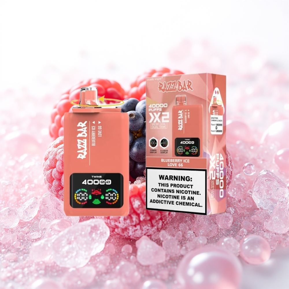 Razz Bar 40000 Puffs Disposable Vape BOROVNIČNI LED & LOVE 66 | 650mAh, 2%/5% Nikotin