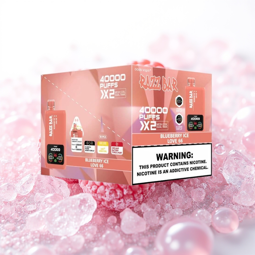 Razz Bar 40000 Puffs Disposable Vape BOROVNIČNI LED & LOVE 66 | 650mAh, 2%/5% Nikotin
