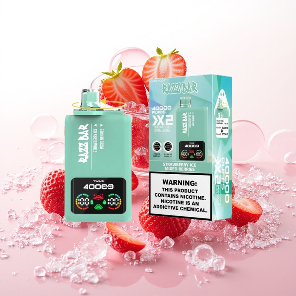 Razz Bar 40000 Puffs Disposable Vape JAGODA LED & MEŠANO JAGODJE, 650mAh, Tip-C, 2%/5% Nikotin