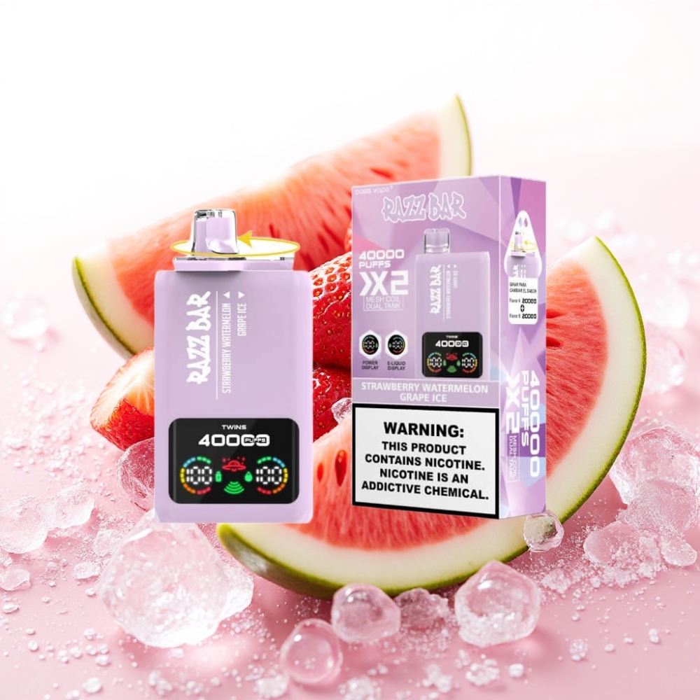 Razz Bar 40000 Puffs Disposable Vape JAGODA LUBENICA & LEDENA GROZDJE 1.0Ω×2 650mAh
