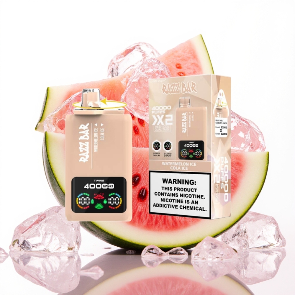 Razz Bar 40000 Puffs Disposable Vape Ledenica Lubenica & Ledenica Kola 1.0Ω×2, 650mAh