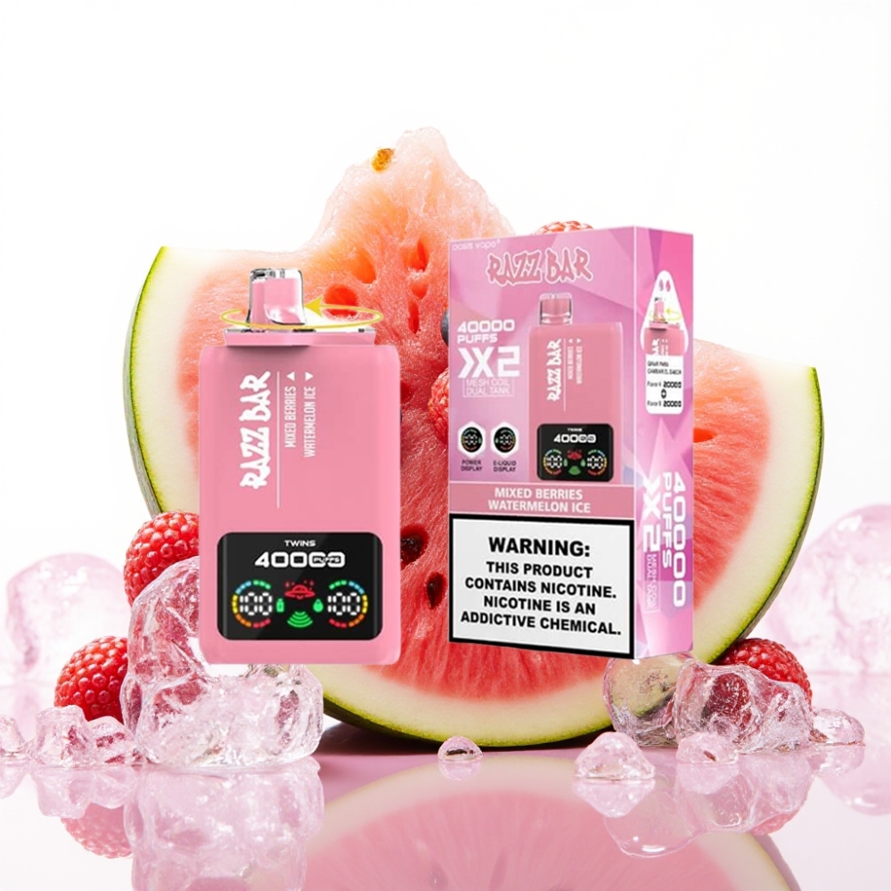 Razz Bar 40000 Puffs Disposable Vape MEŠANE JAGODE & LUBENICA LED 1.0Ω×2, 650mAh, Type-C