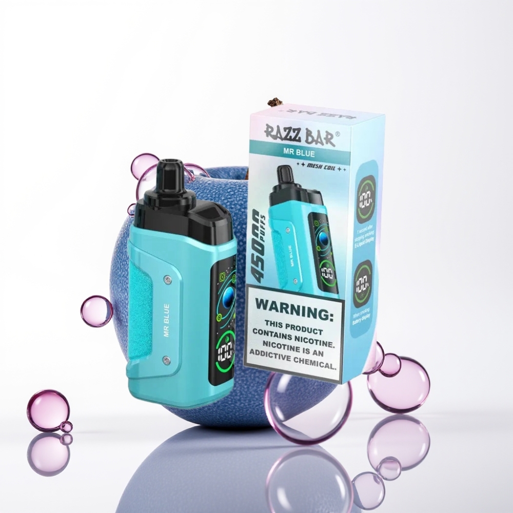 Razz Bar 45000 Puffov Enkratna Vape Mr Modra – 1.0 Ohm, Nastavljiv Pretok, 650 mAh