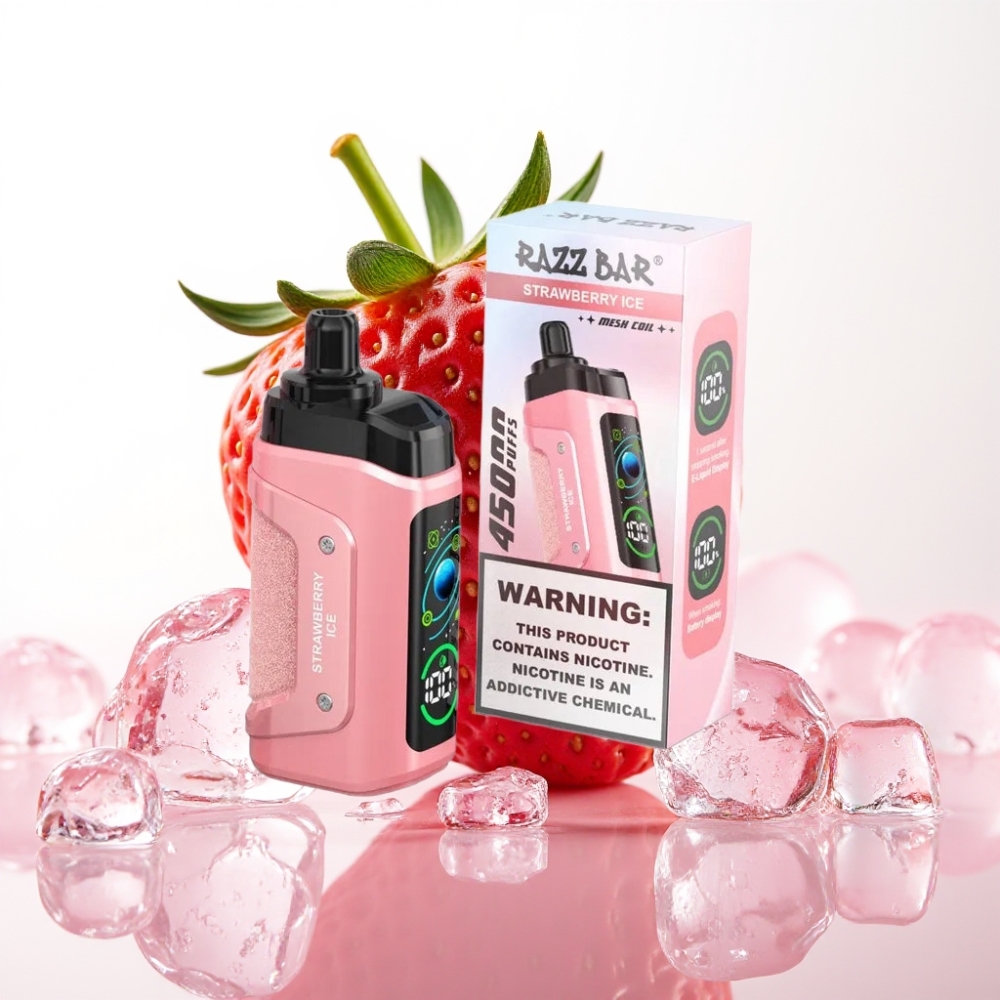 Razz Bar 45000 Puffs Disposable Vape Jagoda Led, 1.0 Ohm, Nastavljiv Pretok Zraka, 650 mAh