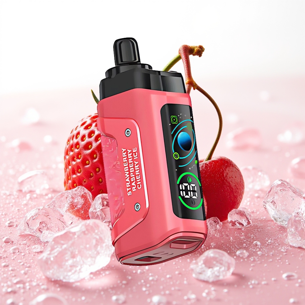 Razz Bar 45000 Puffs Enkratna Vape Jagoda Češnja Led, 1.0 Ohm, Nastavljiv Pretok Zraka, 650 mAh