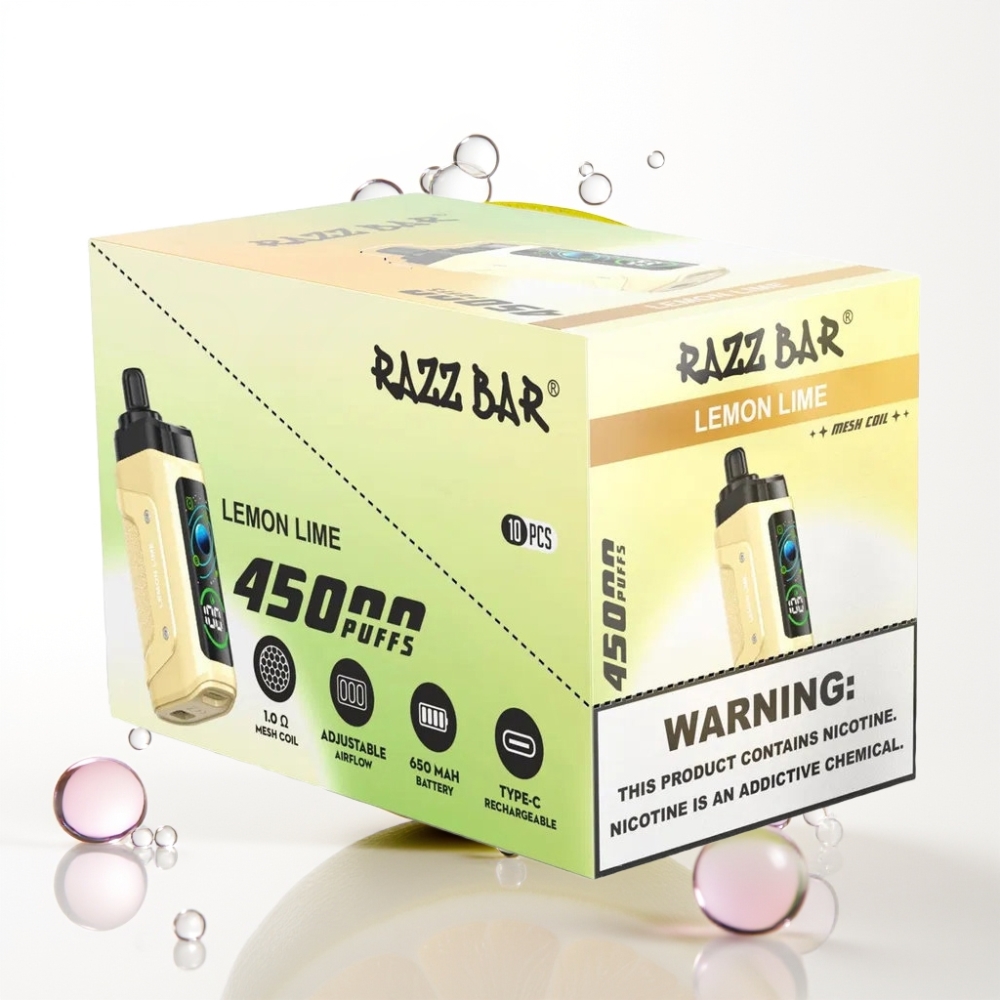 Razz Bar 45000 Puffs Enkratna Vape Limeta & Malina, 20 mg/ml, 1.0 Ohm Mesh, Type-C