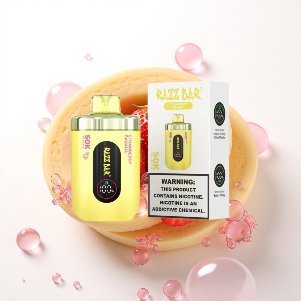 Razz Bar 50K Puffs Disposable Vape Jagoda Banana, 50000 Puffov, 1.0 Ohm, 650 mAh, Type-C