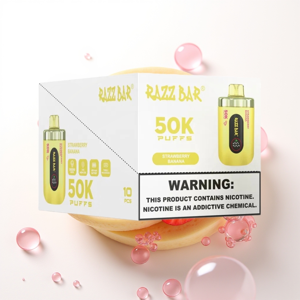 Razz Bar 50K Puffs Disposable Vape Jagoda Banana, 50000 Puffov, 1.0 Ohm, 650 mAh, Type-C