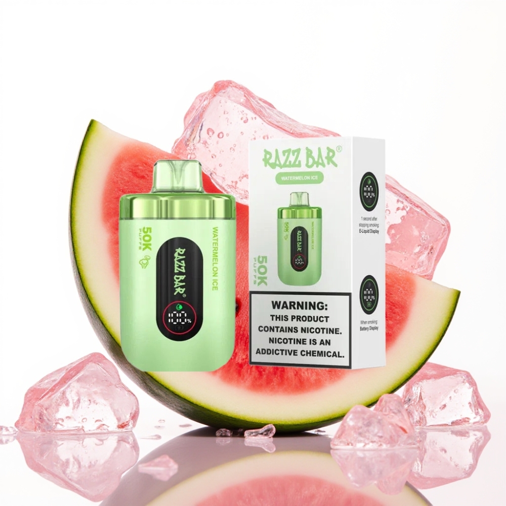 Razz Bar 50K Puffs Disposable Vape Lubenica Led 50K Puffs, 1.0 Ohm, 650mAh, Type-C
