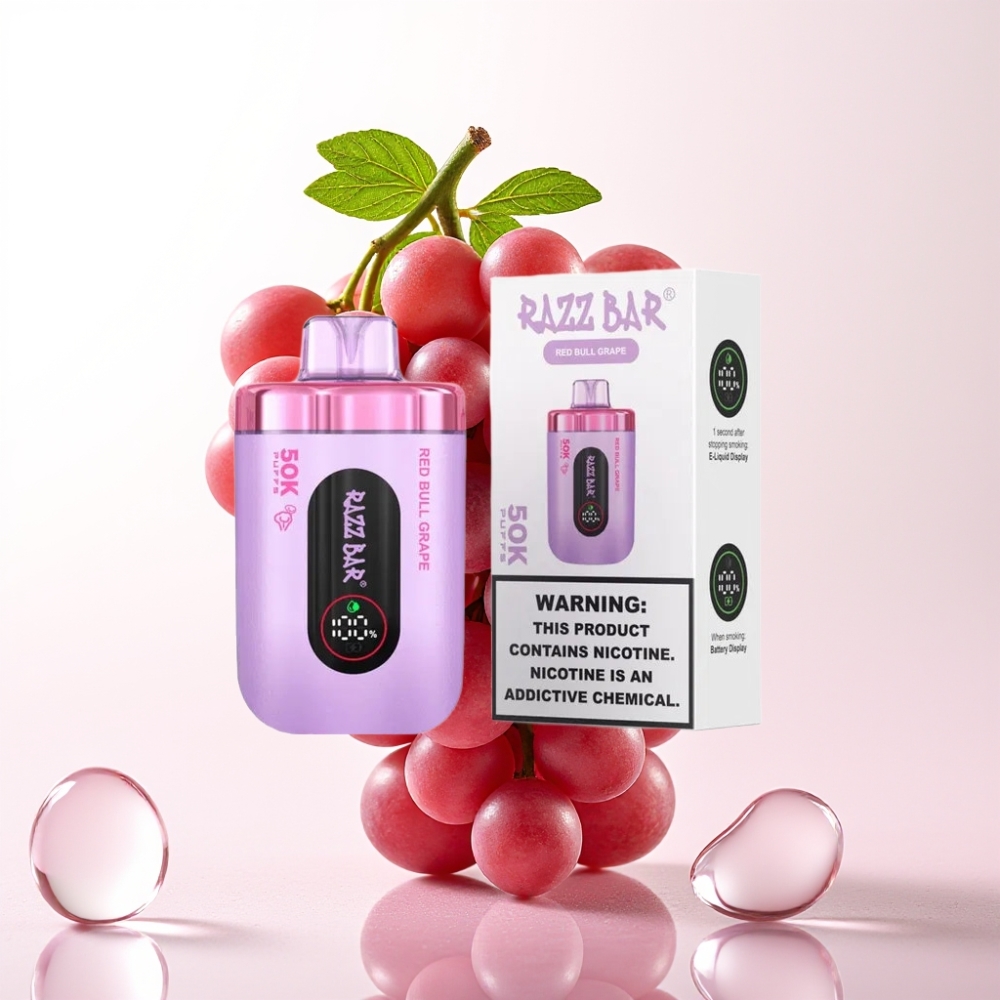 Razz Bar 50K Puffs Disposable Vape Rdeči Bik Grozdje – 50000 Puffov, 1.0 Ohm, 650 mAh