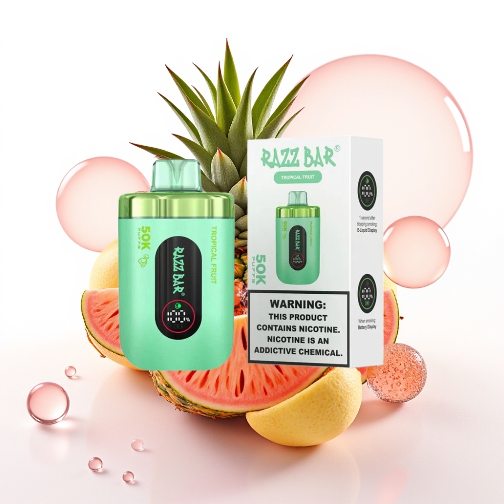 Razz Bar 50K Puffs Disposable Vape Tropsko Sadje – 50000 Puffov, 1.0 Ohm, Type-C