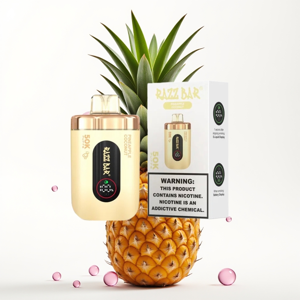Razz Bar 50K Puffs Enkratna Vape Ananas Kokos 50000 Puffov, 1.0 Ohm, Type-C