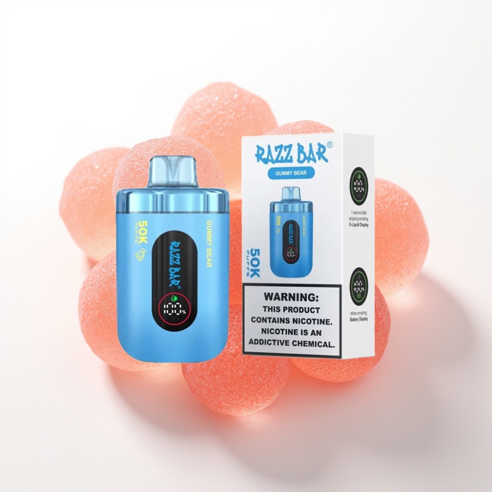 Razz Bar 50K Puffs Enkratna Vape Gumi Medvedek – 50000 Puffov, 1.0 Ohm, 650mAh